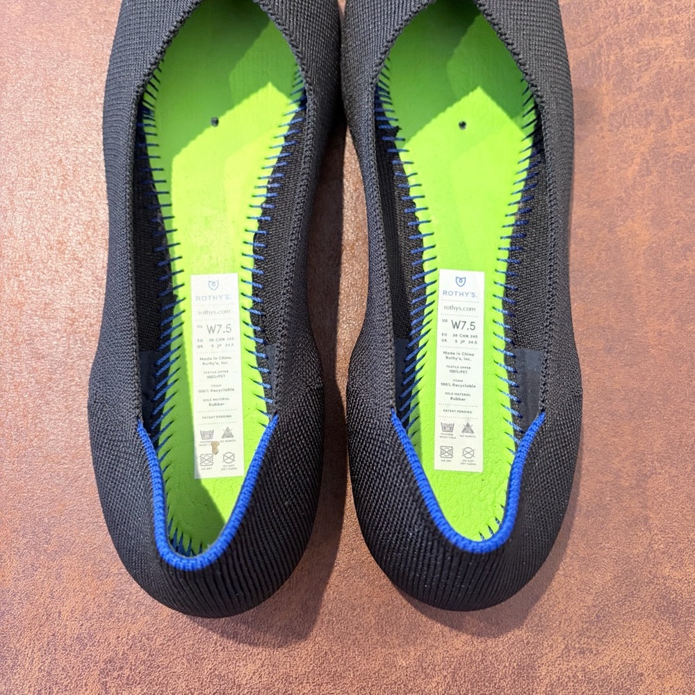 Rothy’s Black Knit Round Ballet Flats Minimalist Quiet Luxury 7.5 Like New - Picture 10 of 10